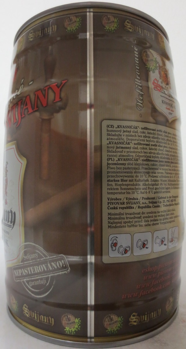 Svijany TRADIČNÍ NEPASTERIZOVANÉ PIVO KVASNIČÁK Světlé silné 13%