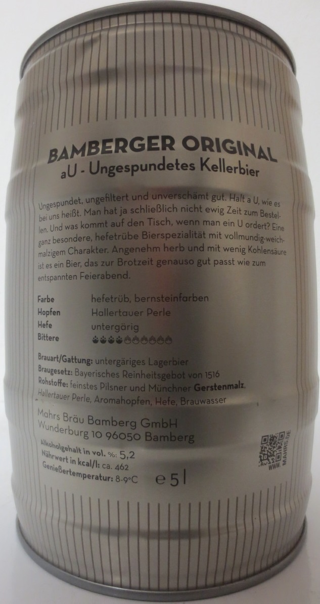 Mahrs Bräu UNGESPUNDETES KELLERBIER (5L) Nr.1