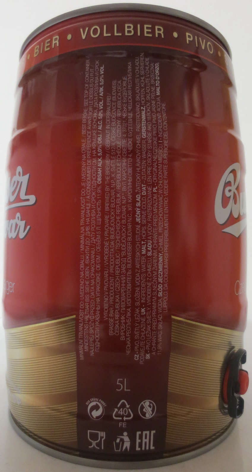 Budweiser Budvar Czech Imported Lager (5L) č.7 