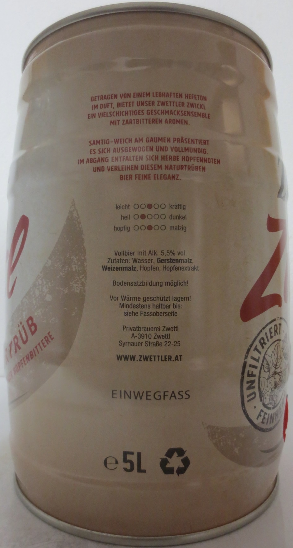  Zwettler Zwickl NATURTRÜB MIT VOLLMUNDIGER HOPFENBITTERE (5L) Nr.1