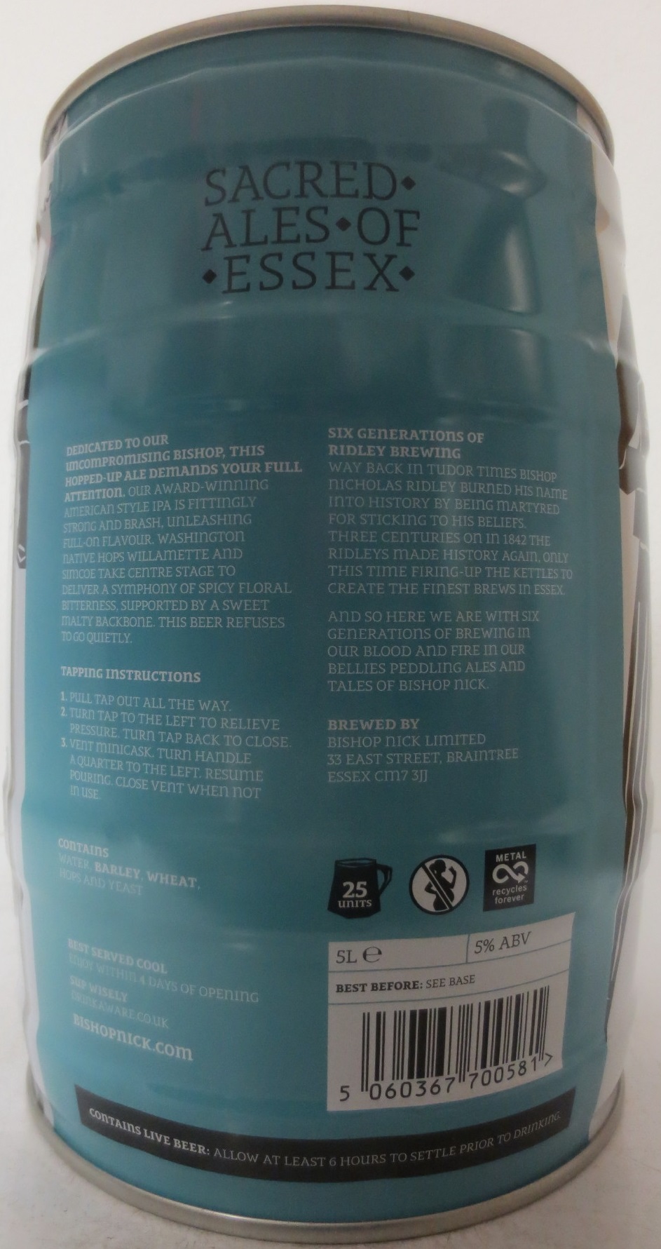 BISHOP NICK MARTYR AMERICAN IPA 5% ABV (5L) Nr.1