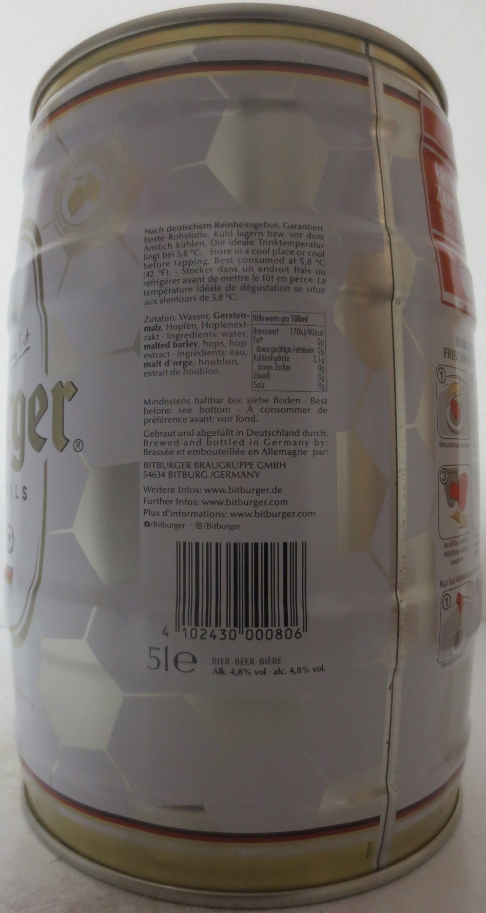 Bitburger PREMIUM PILS FUSSBALL EDITION (5L) Nr.1 