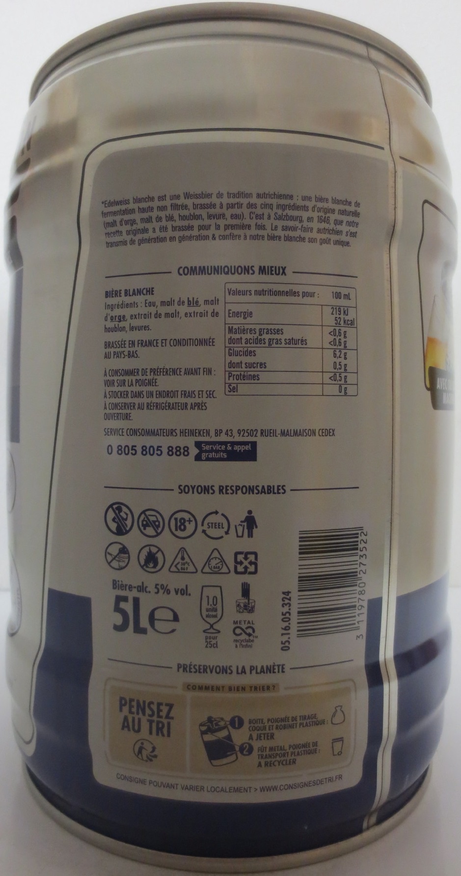 Edelweiss BLANCHE LA WEISSBIER ORIGINALE (5L) Nr.1 