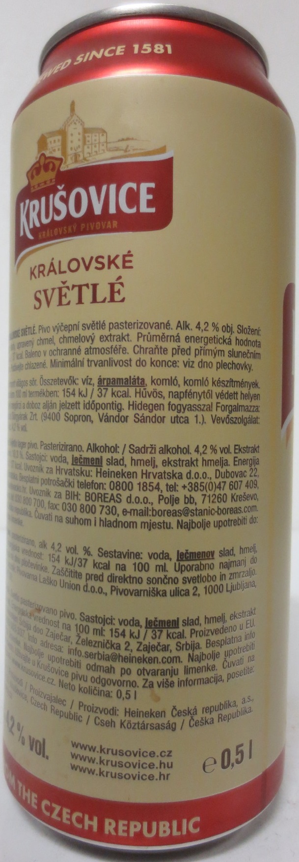 KRUŠOVICE KRÁLOVSKÝ PIVOVAR KRÁLOVSKÉ SVĚTLÉ ORIGINÁL (50cl) (B/O) č.2  