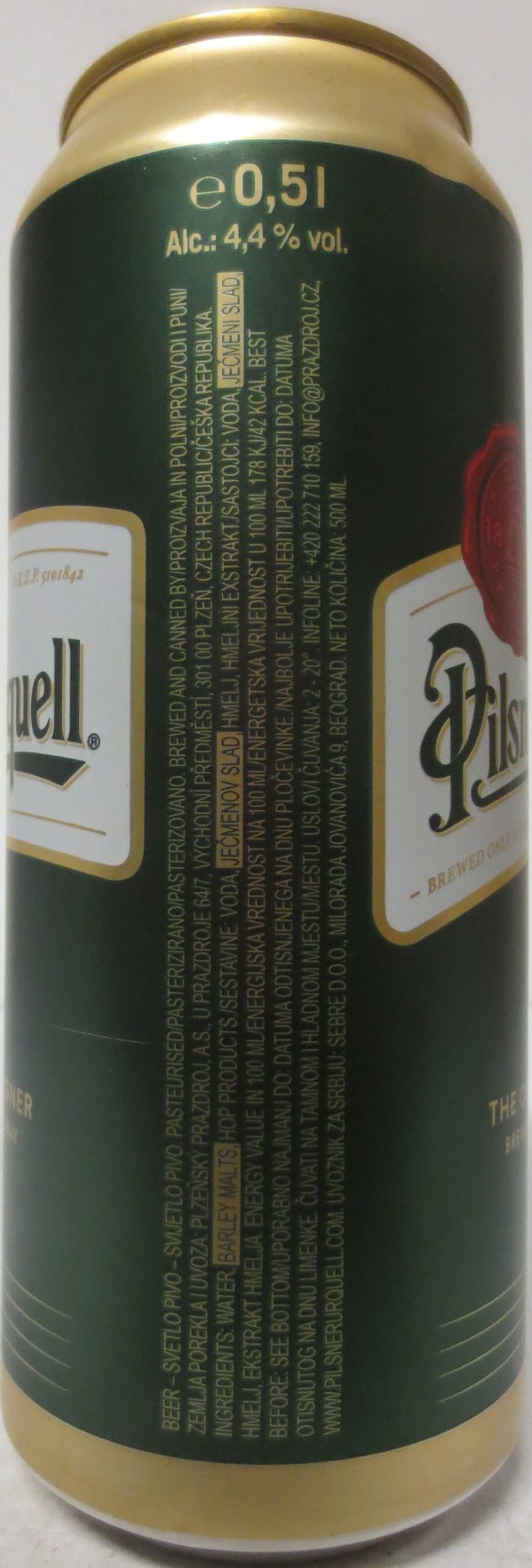 Pilsner Urquell P.U. THE ORIGINAL PILSNER BREWED THE ORIGINAL WAY (HR) (50cl) (B/O) č.1