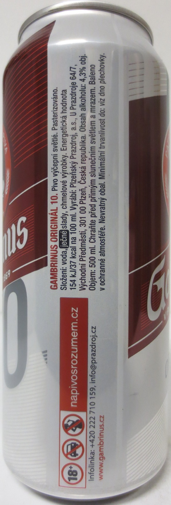 Gambrinus ORIGINÁL 10 NOVÁ PLNĚJŠÍ CHUŤ (50cl) (B/O) (CZ)