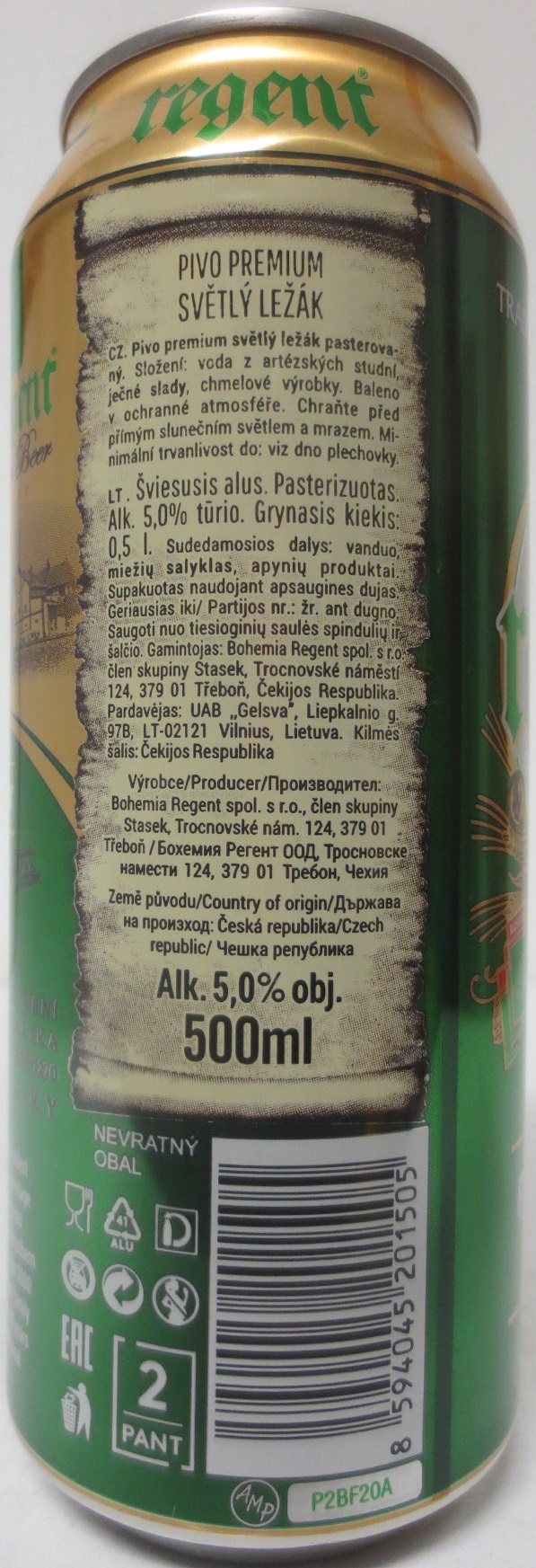 Bohemia regent Tradiční české pivo TŘEBOŇ PREMIUM LAGER (50cl) (B/O) č.1