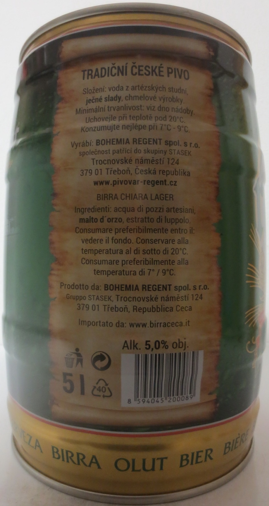 Bohemia regent Tradiční české pivo TŘEBOŇ (5L) č.2