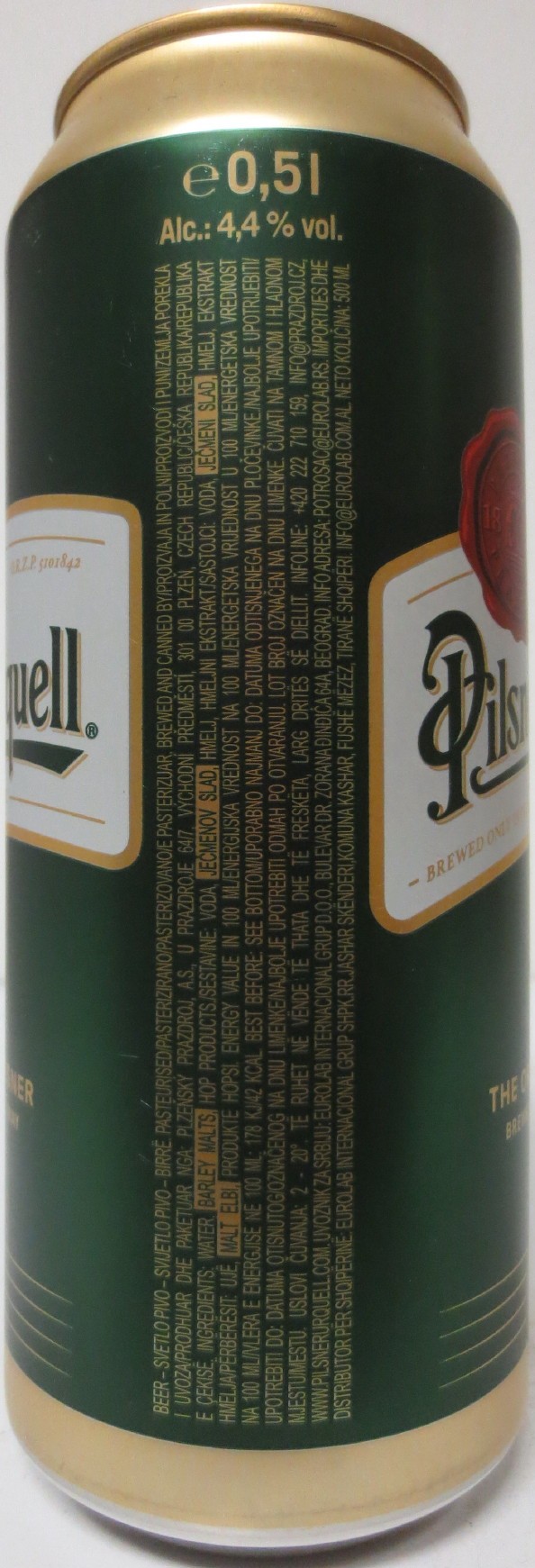 Pilsner Urquell P.U. THE ORIGINAL PILSNER BREWED THE ORIGINAL WAY (HR) (50cl) (B/O) č.2