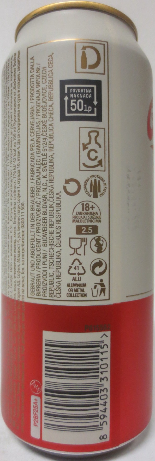 Budweiser Budvar ORIGINAL CZECH LAGER OWNED BY THE CZECH REPUBLIC (HR)(50cl) (B/O) č.2