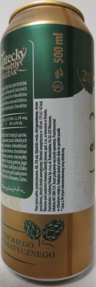 Žatecký světlý LEŽÁK 100% ŽATECKÉHO AROMATICKÉHO CHMELE 2,99 ZL (50cl) (B/O) č.2