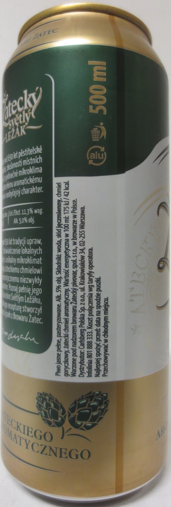 Žatecký světlý LEŽÁK 100% ŽATECKÉHO AROMATICKÉHO CHMELE (50cl) (B/O) č.4 