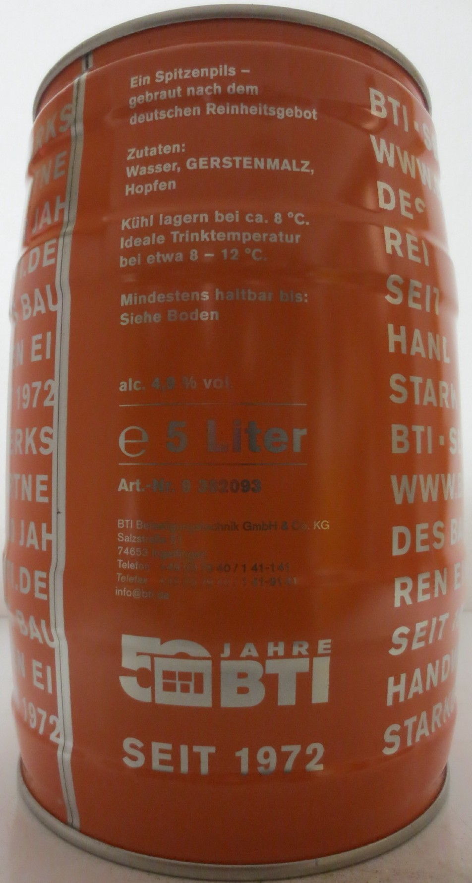 BTI 50 JAHRE JUBILÄUMS BIER (5L) Nr.1 