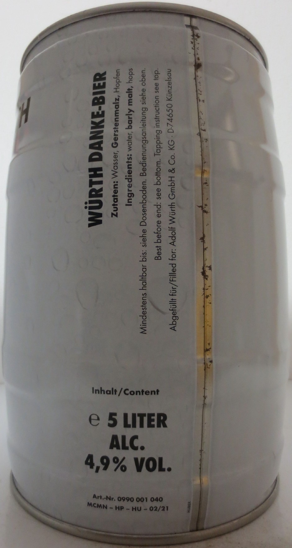 WÜRTH DANKE- BIER EIN PROST AUF EUCH! KÖSZÖNÖM (5L) Nr.1