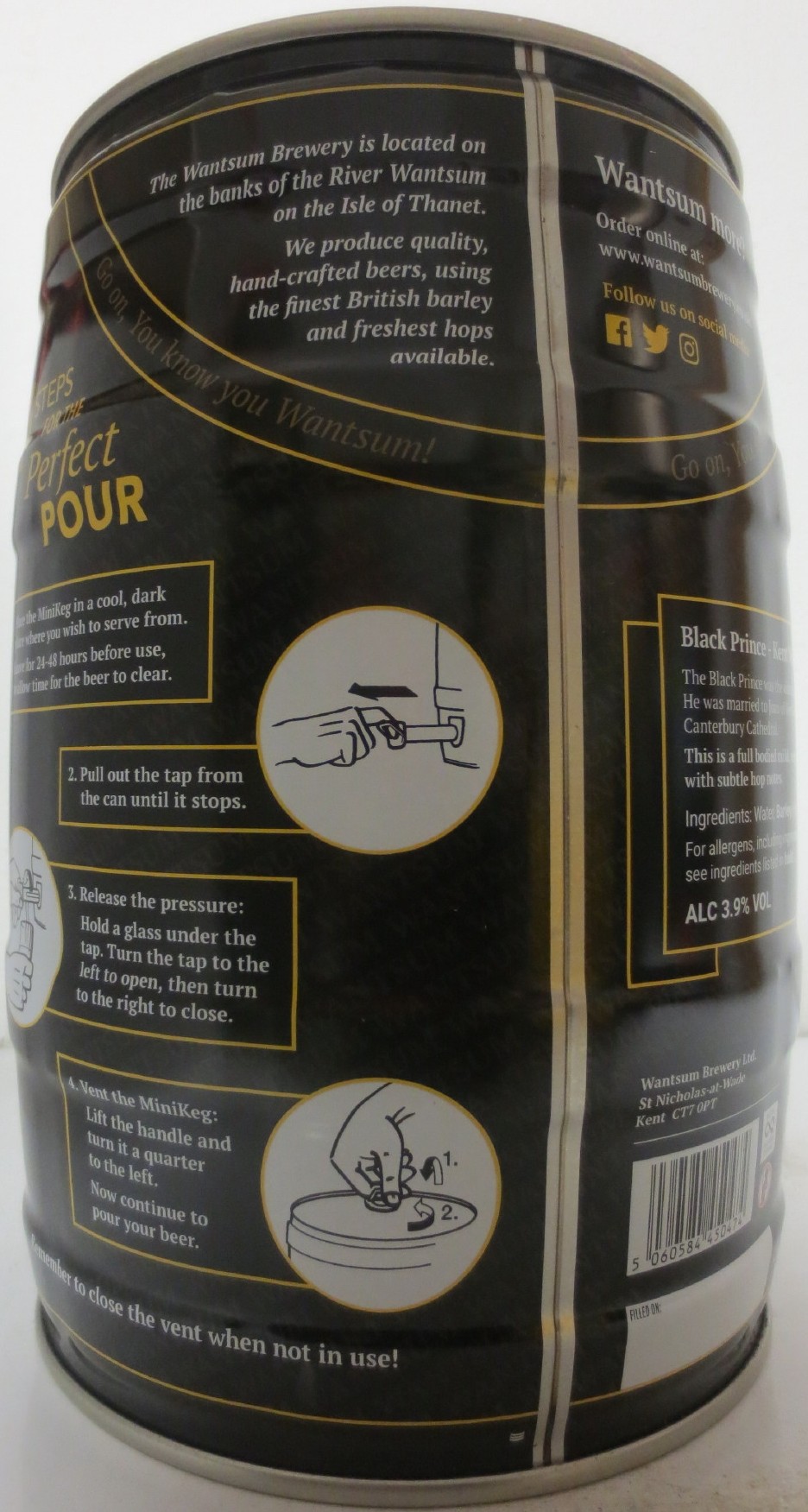 WANTSUM BLACK PRINCE Kent Mild ALC 3.9% VOL (5L) Nr.1
