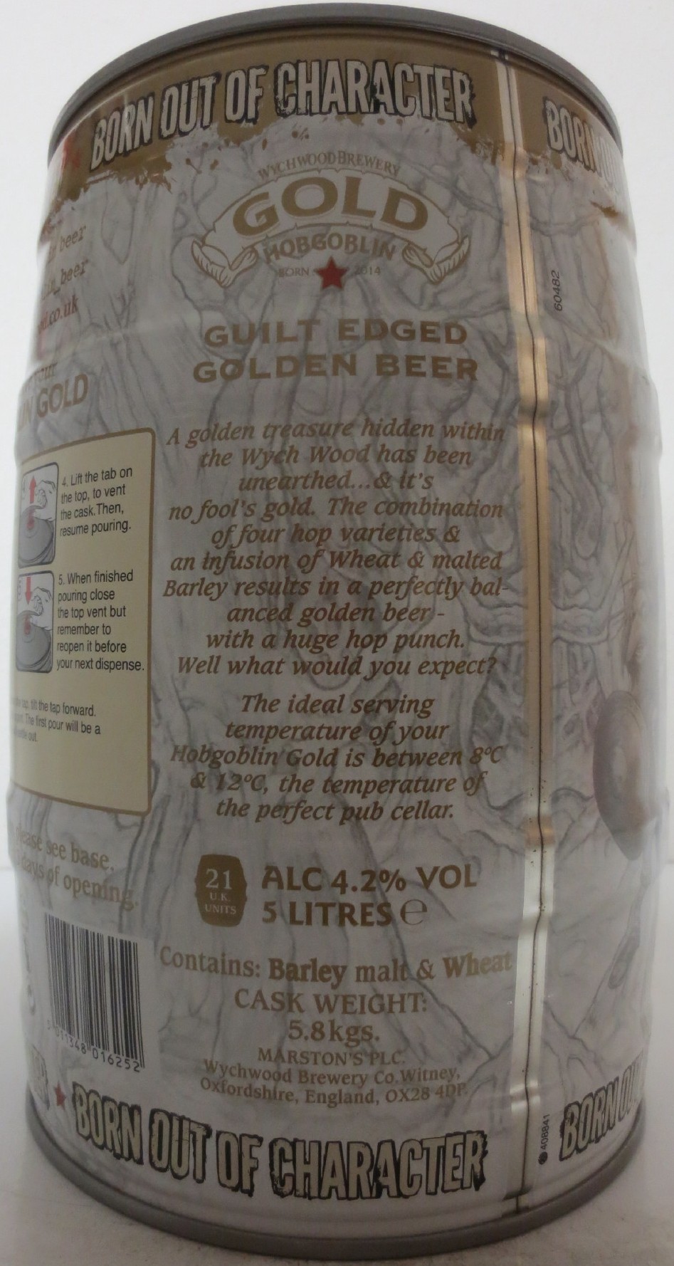 WYCHWOOD BREWERY GOLD HOBGOBLIN 4.2% Alc.Vol. (5L) Nr.2 