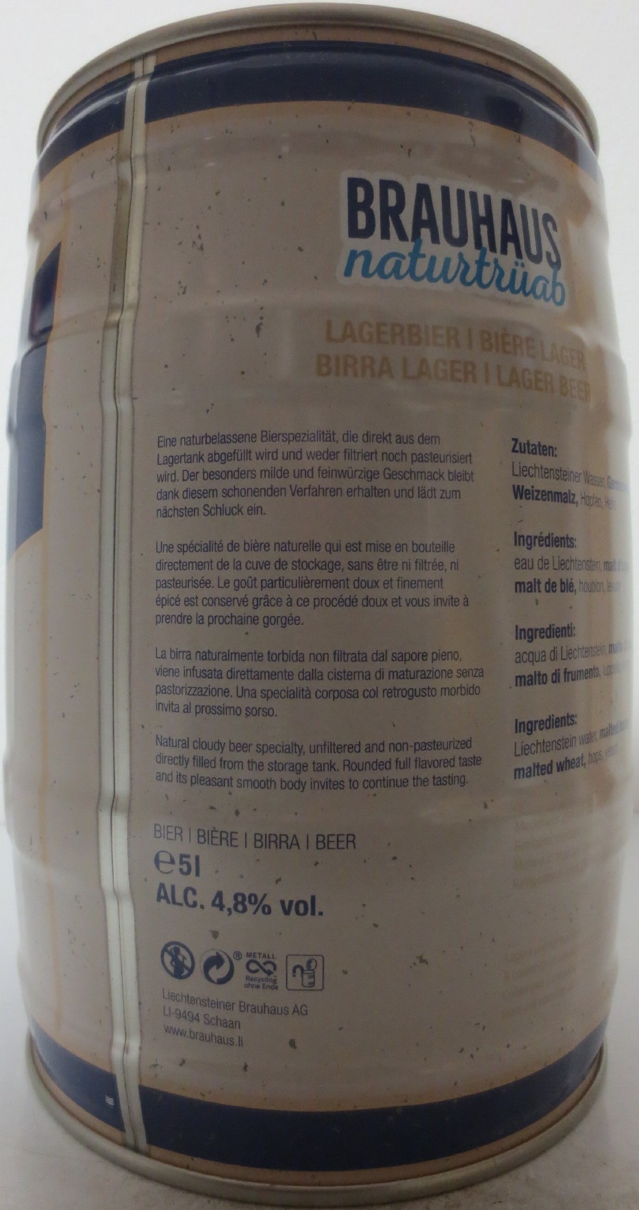 BRAUHAUS Naturtrübab LAGER (5L) Nr.1 