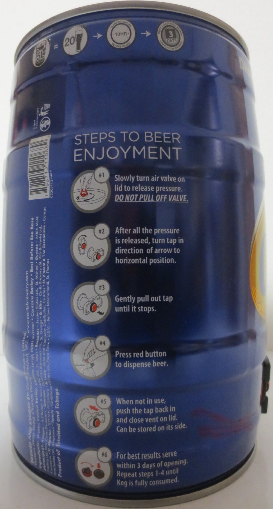 Carib PREMIUM CARIBEAN Lager DRAUGHT BEER KEG (5L) Nr.1