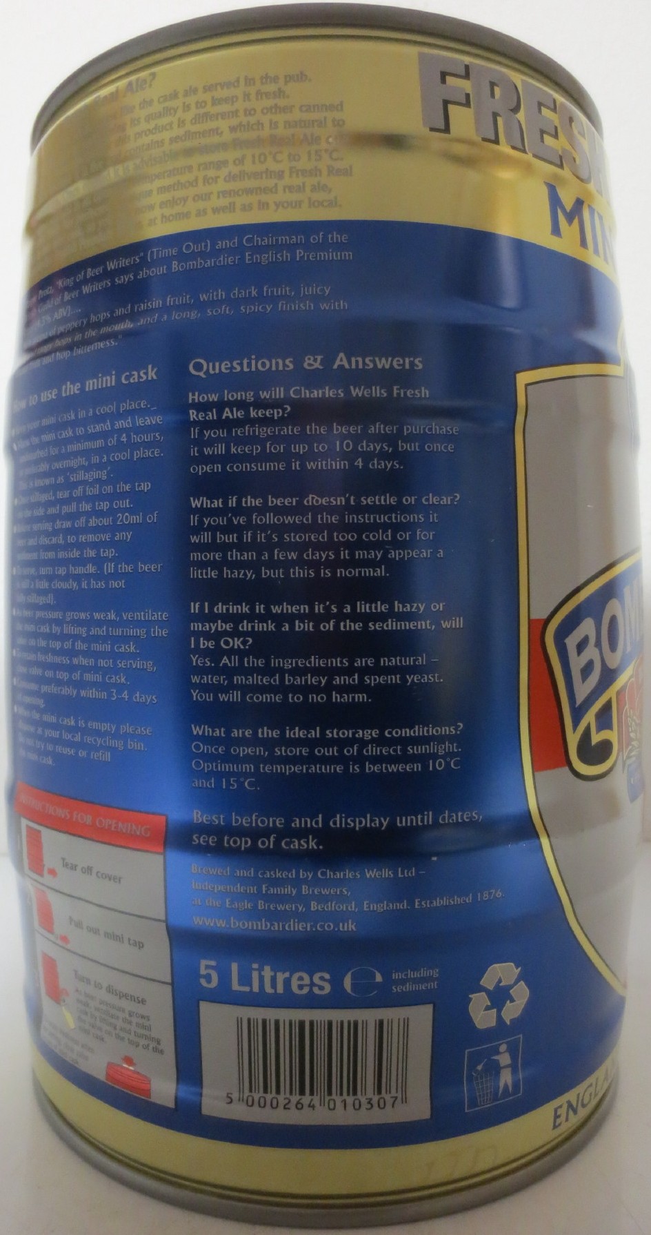 BOMBARDIER ENGLISH PREMIUM BITTER (5L) Nr.1 