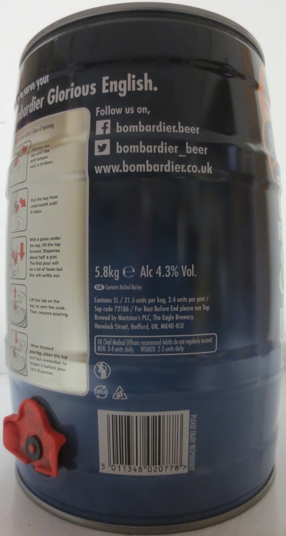 BOMBARDIER GLORIOURS ENGLISH ALE (5L) Nr.1 