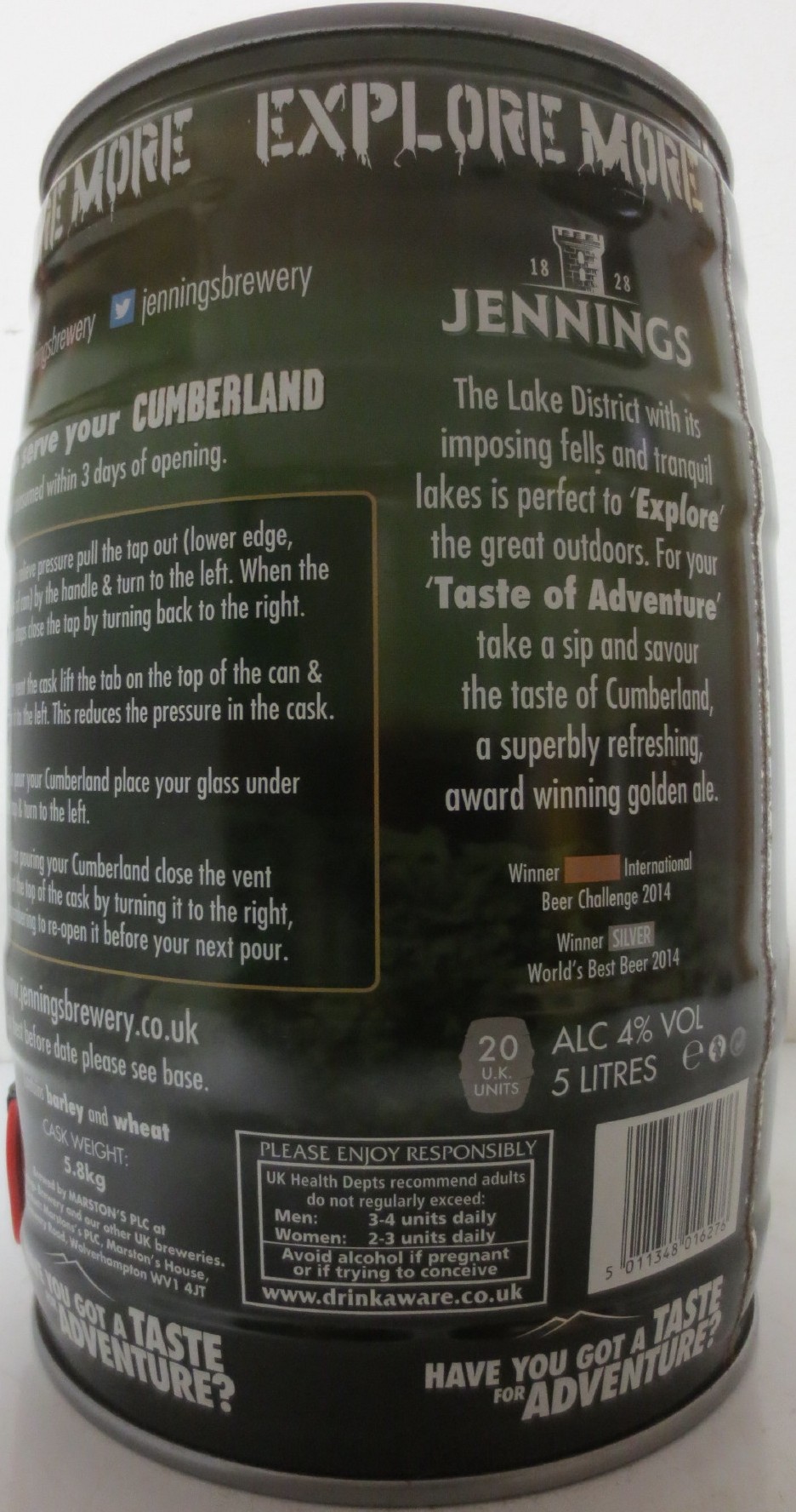 JENNINGS CUMBERLAND DEEP GOLDEN ALE (5L) Nr.1 