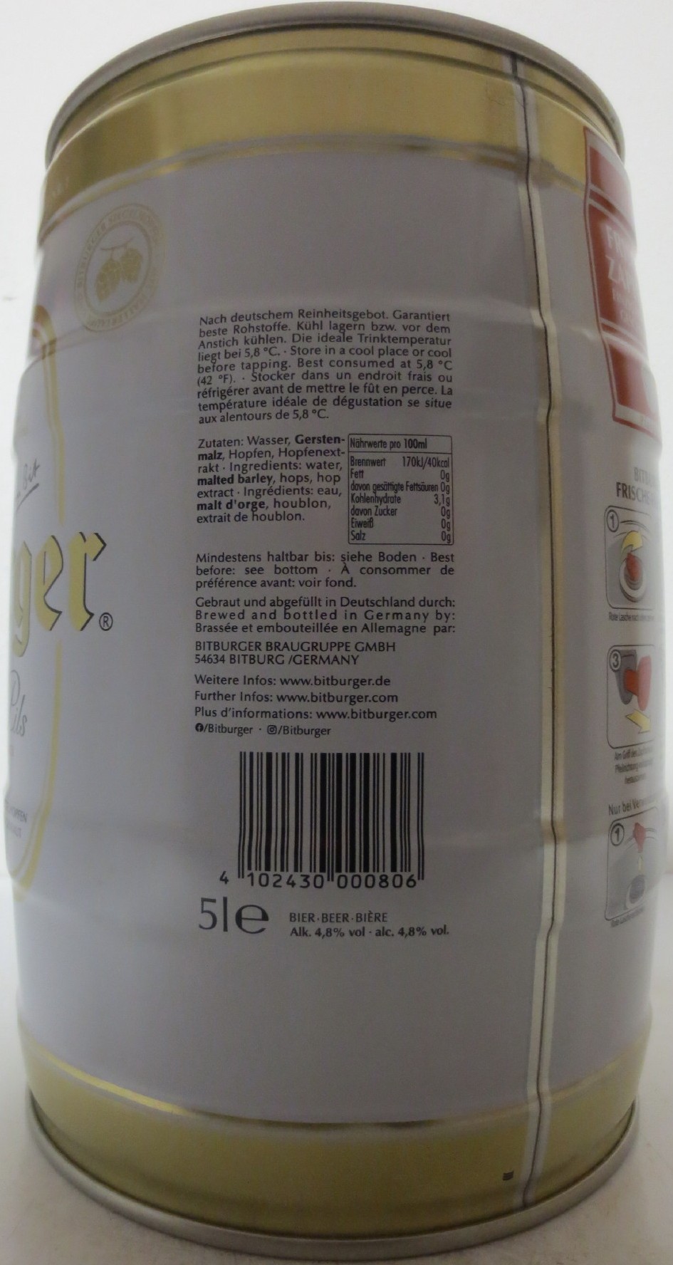 Bitburger Premium Pils EINZIGARTIGER GESCHMACK (5L) Nr.1 