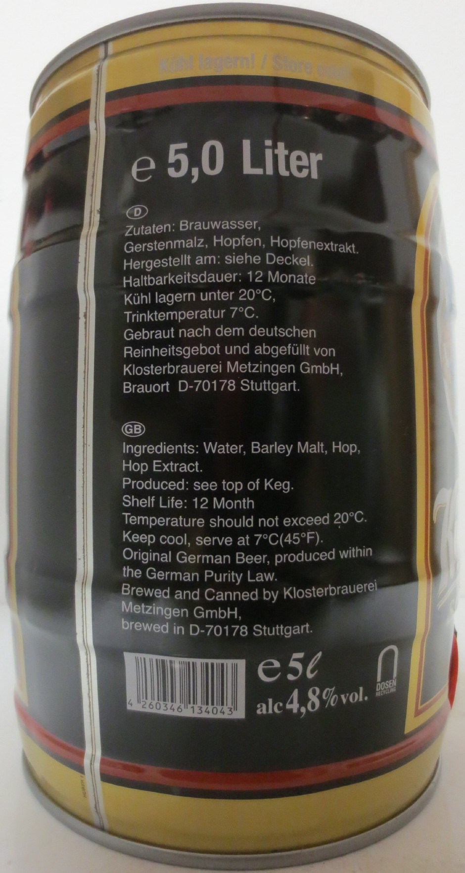 Kiliansbräu SCHWARZBIER (5L) Nr.1 