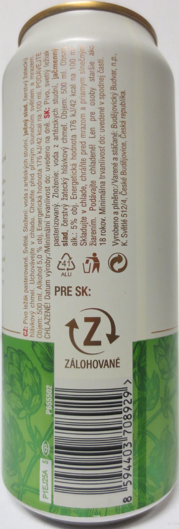 BUDWEISER Budvar ORIGINAL CZECH LAGER z čerstvého chmele LIMITOVANÁ EDICE (50cl) (B/O) č.1 
