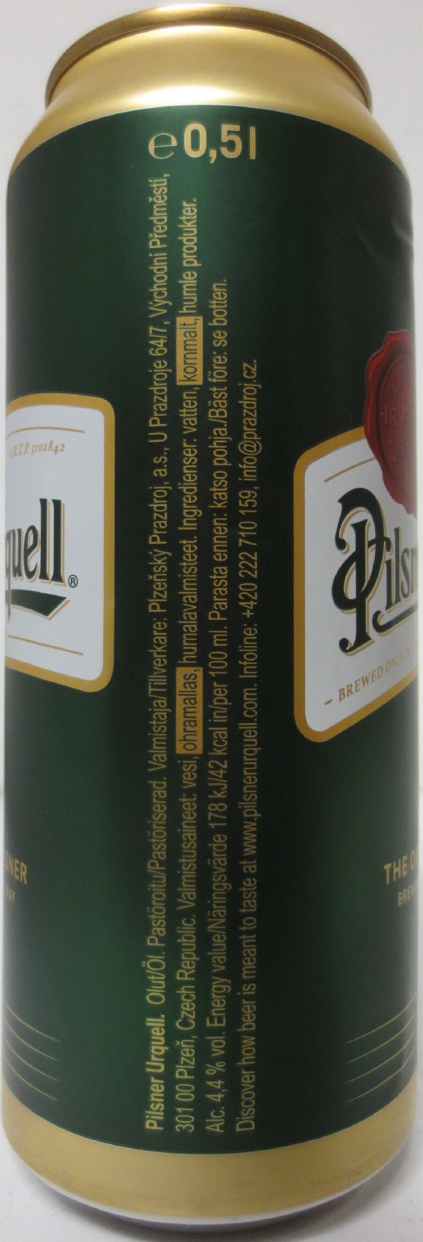 Pilsner Urquell P.U. THE ORIGINAL PILSNER BREWED THE ORIGINAL WAY (FIN) (50cl) (B/O) č.1