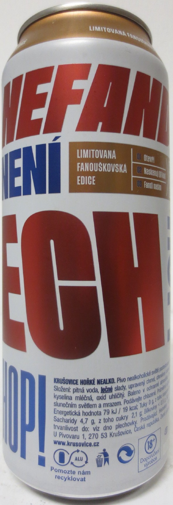 KRUŠOVICE Nealko HOŘKÉ NEALKO KDO NEFANDÍ NENÍ ČECH HOP! (50cl) (B/O) č.1 