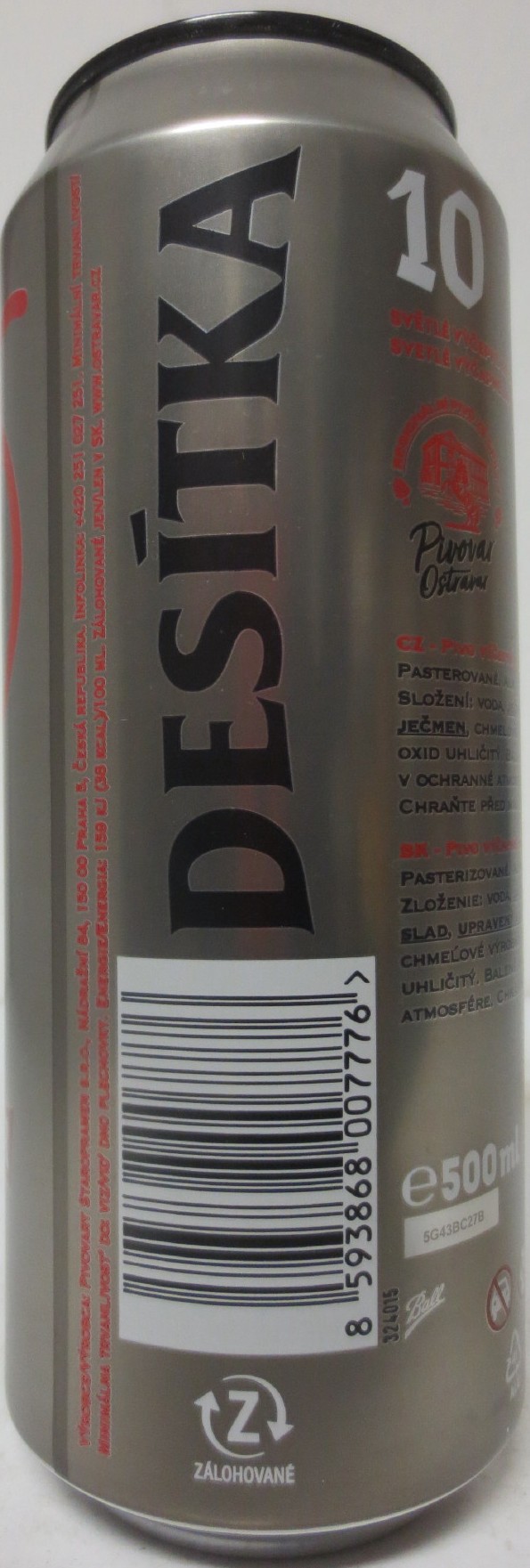 OSTRAVAR DESÍTKA SVĚTLÉ VÝČEPNÍ PIVO (50cl) (B/O) č.1
