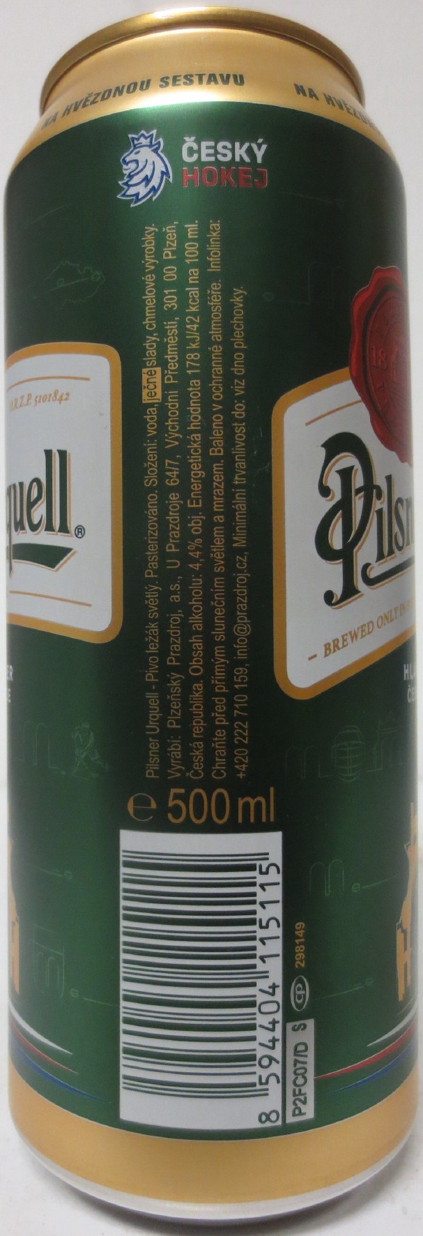 Pilsner Urquell HLAVNÍ PARTNER ČESKÉHO HOKEJE 2024 (50cl) (B/O) č.1 