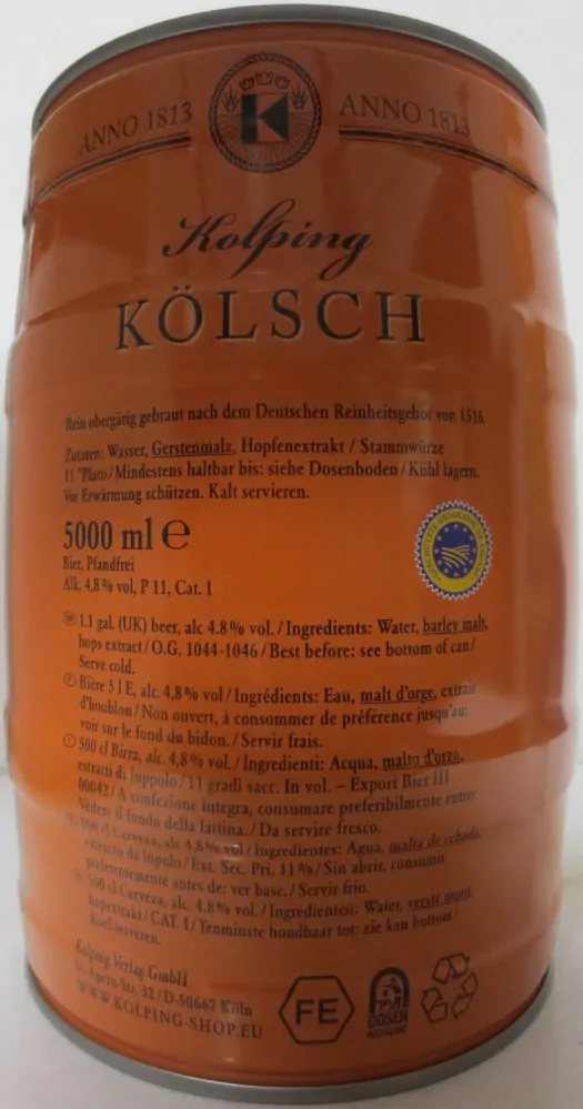 Kolping Kölsch REIN OBERGARIG NACH TRADITIONELLER BRAUART (5L) Nr.2