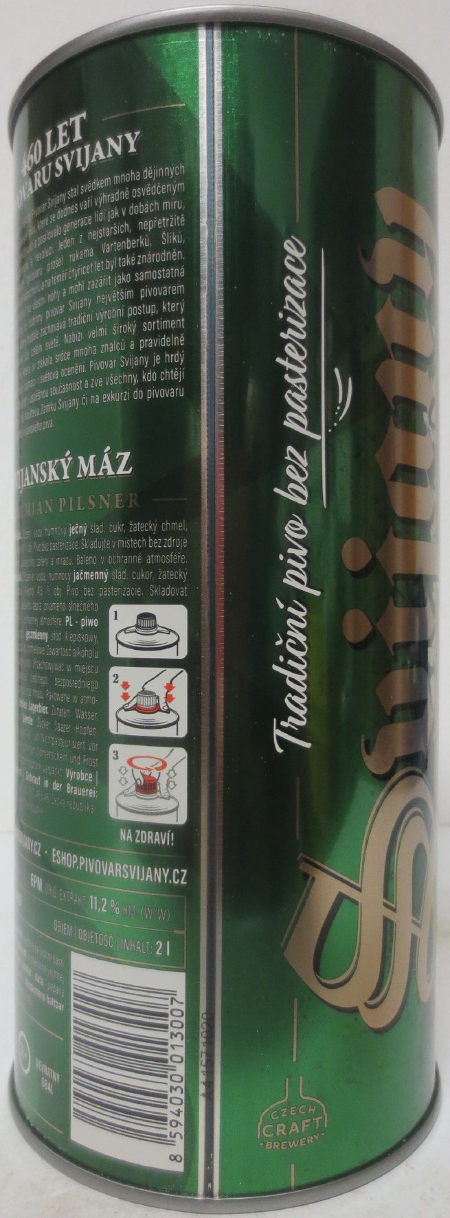 Svijany SVIJANSKÝ MÁZ Světlý ležák 11 III 460 LET PIVOVARU SVIJANY 1564 2024 (200cl) č.1 