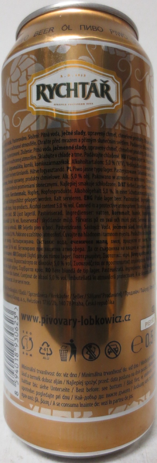 RYCHTÁŘ PREMIUM PIVO SVĚTLÝ LEŽÁK (CZ) (50cl) (B/O) č.2 