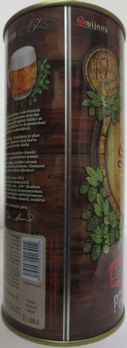 Svijany 450 - Premiový ležák - 1564 - PLECHOVKA nejen PRO CHLAPY (200cl) č.1