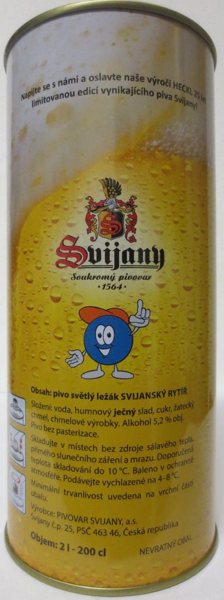 Svijany SVIJANSKÝ RYTÍŘ HECKL HECKLOVO JUBILEJNÍ OSLAVUJEME pětadvacítku (200cl) č.1 
