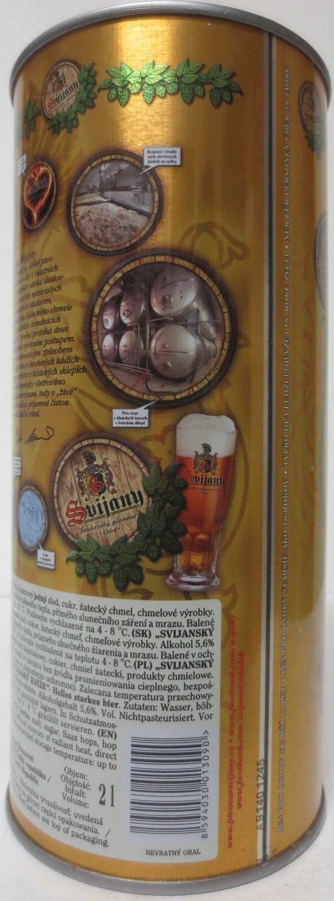 Svijany SVIJANSKÝ KNÍŽE Světlé silné PLECHOVKA PRO CHLAPY (200cl) č.2 