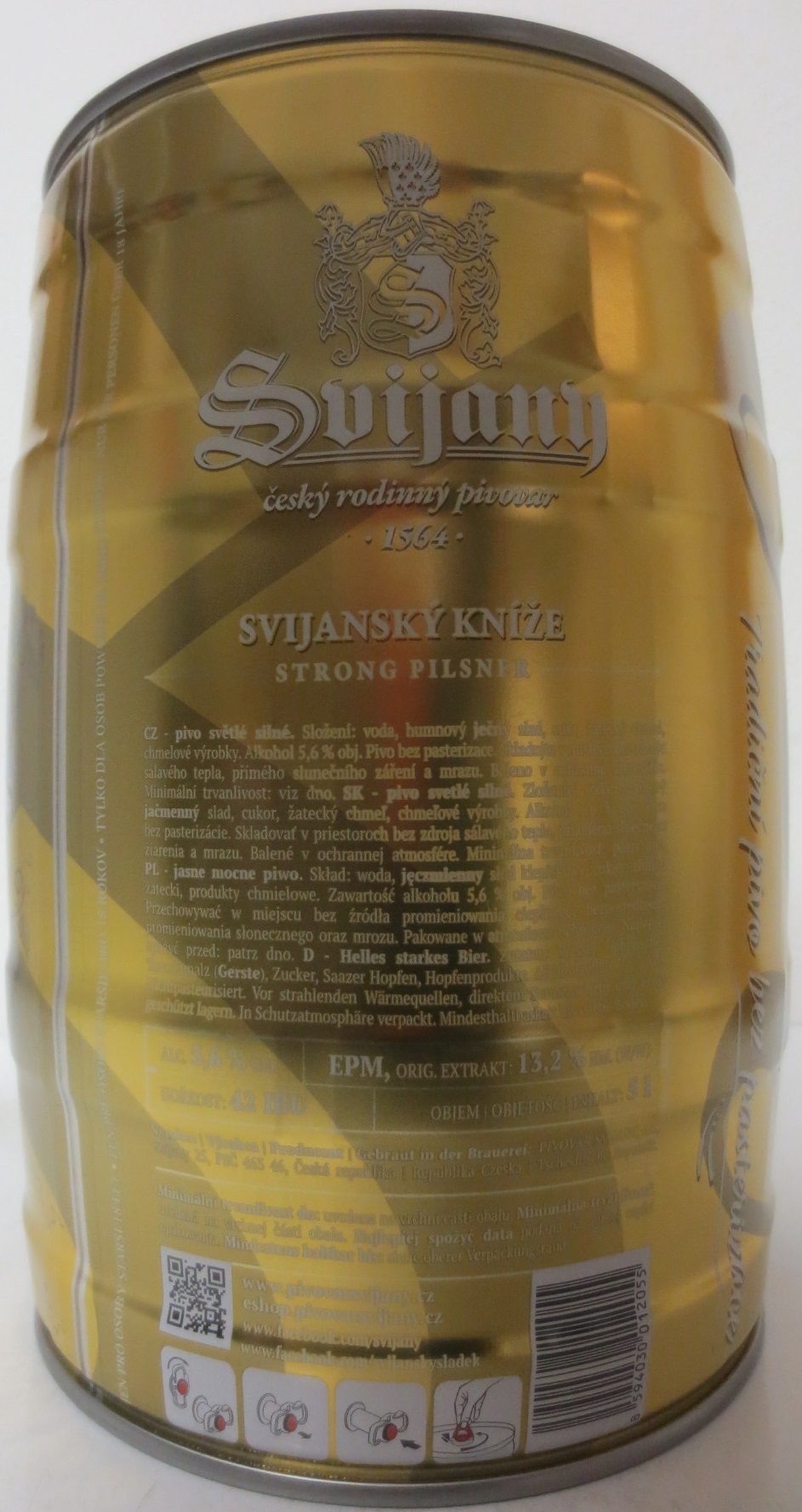 Svijany SVIJANSKÝ KNÍŽE Světlé silné 1564 Tradiční pivo bez pasterizace 13