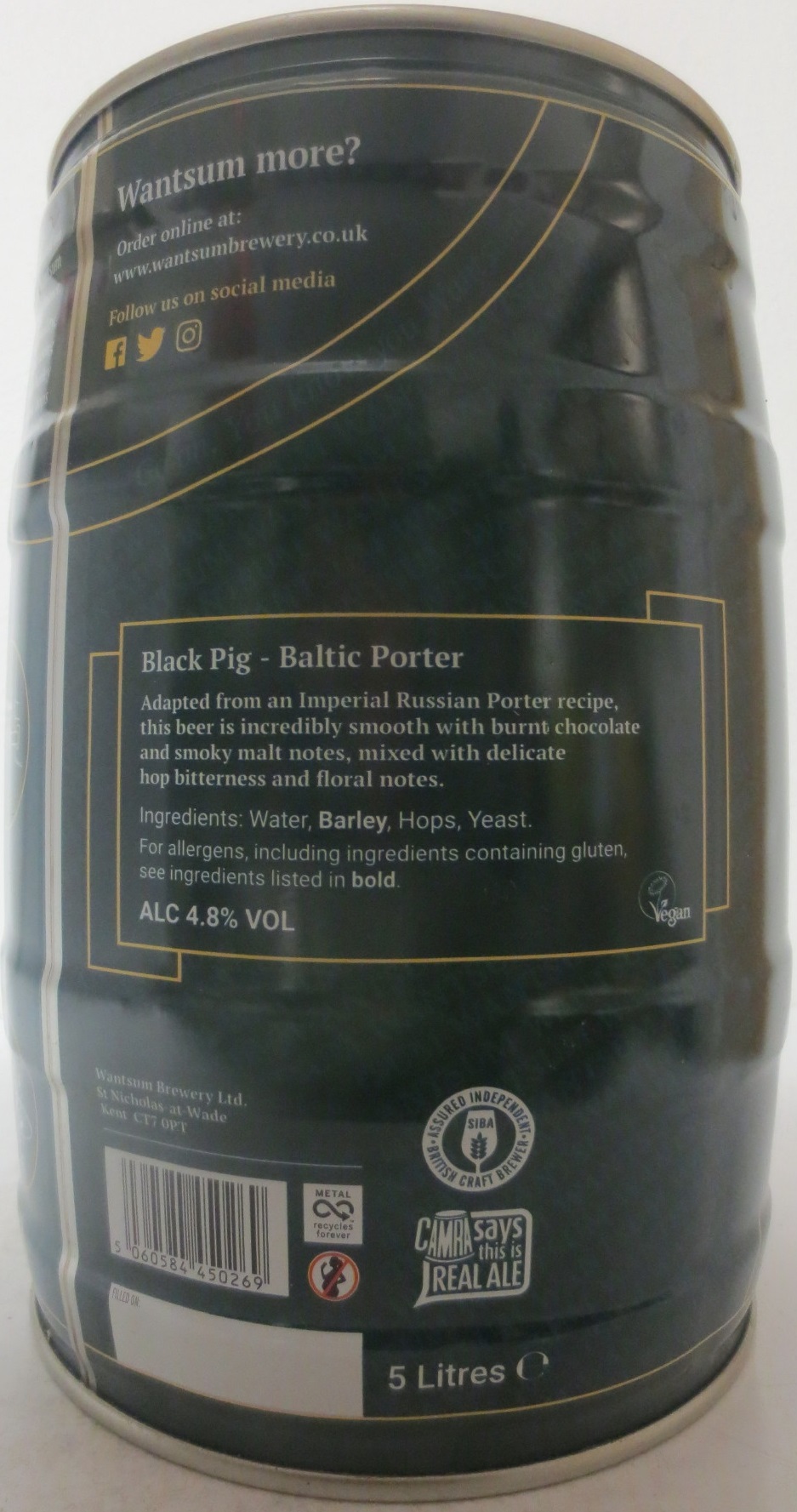 WANTSUM BLACK PIG Baltic Porter ALC 4,8% VOL (5L) Nr.1