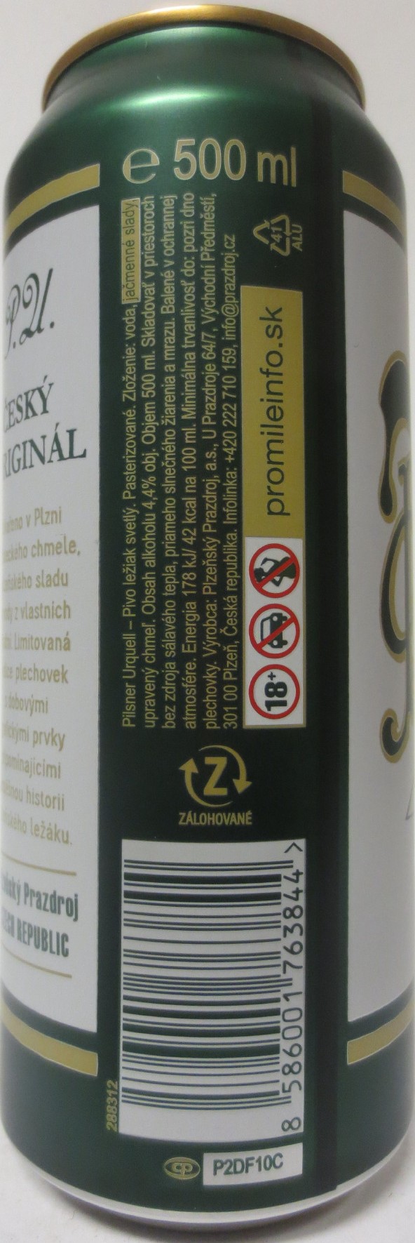 Pilsner Urquell MĚŠŤANSKÝ PIVOVAR 1842 PLZEŇ THE ORIGINAL PILSNER (SK) (50cl) (B/O) č.1 