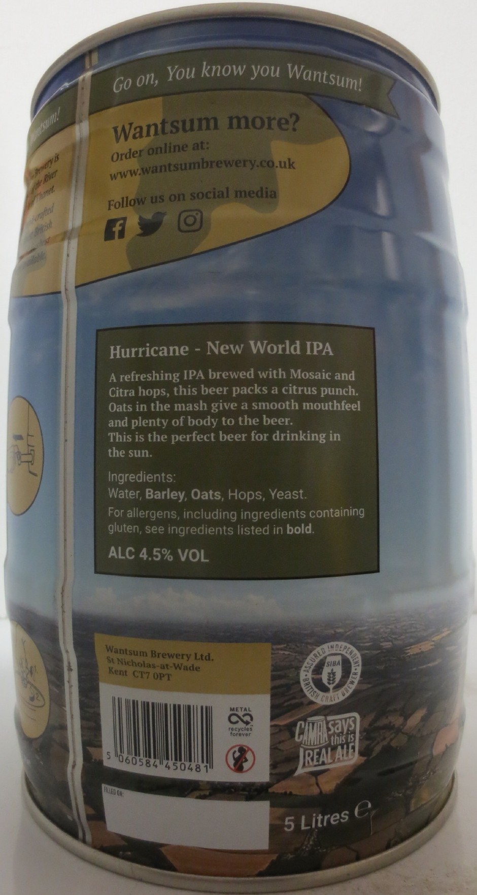 WANTSUM HURRICANE NEW WORL IPA  ALC 4.5% VOL (5L) Nr.1