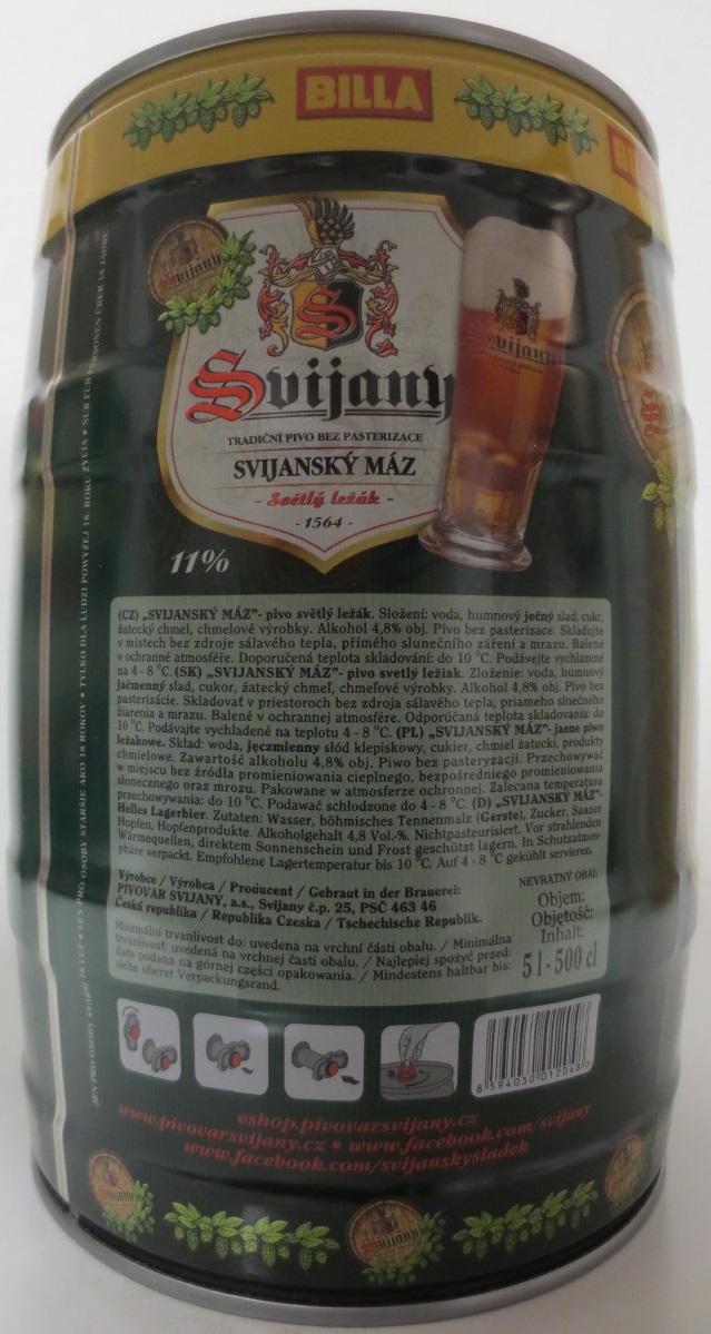 Svijany SVIJANSKÝ MÁZ - Světlý ležák - 1564 - BILLA
